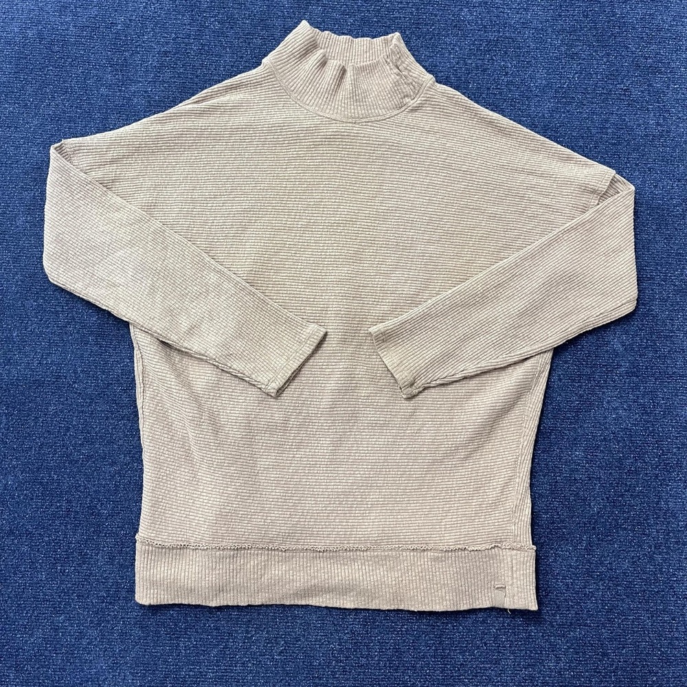 We The Free Sweater Womens Small Beige Ribbed High Neck Pullover Lightweight Top